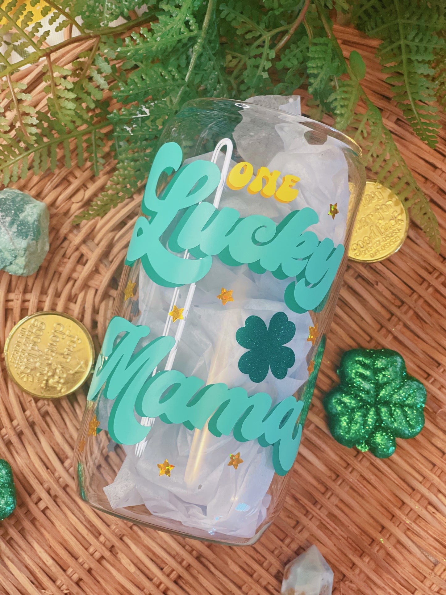 One Lucky Mama - 16 oz Glass Cup