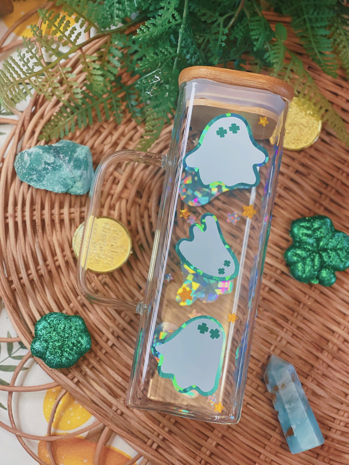 Luck Ghost - 17 oz Square Glass Cup