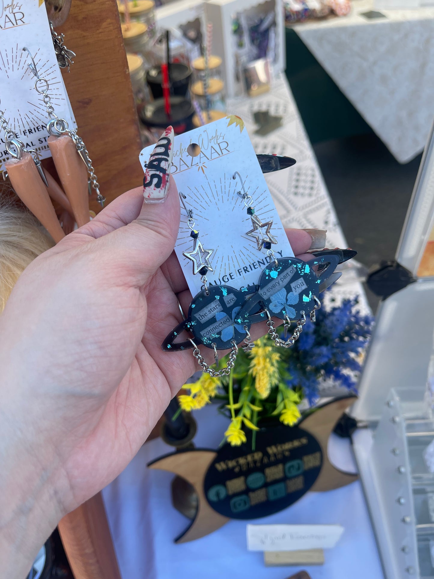 Connection to the Stars - Resin Dangle Earrings