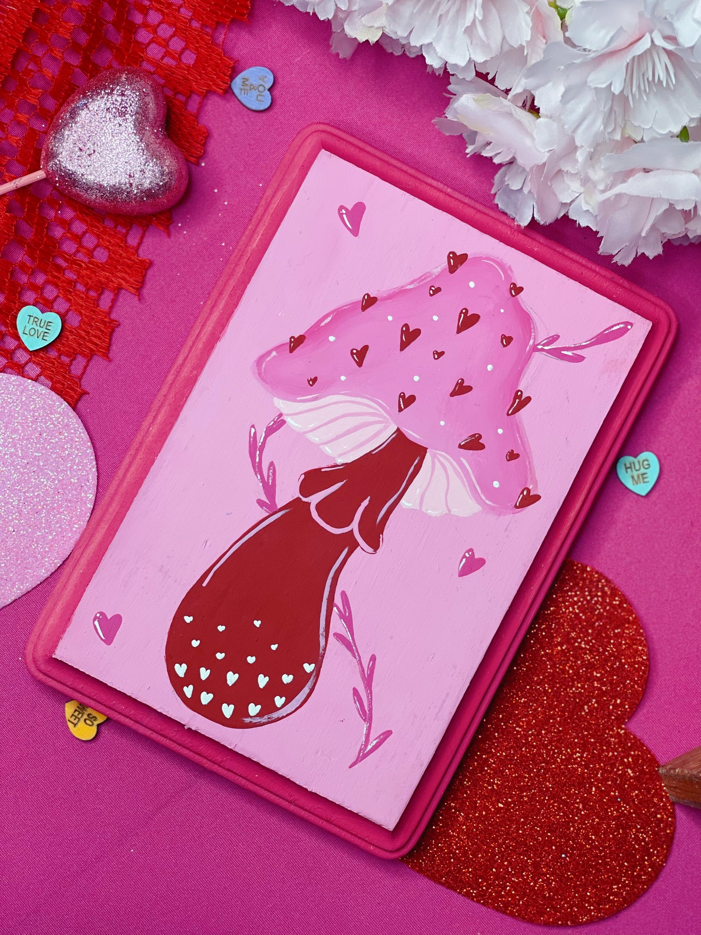Valentine Mushroom - Handpainted Plaque (PRE-ORDER)