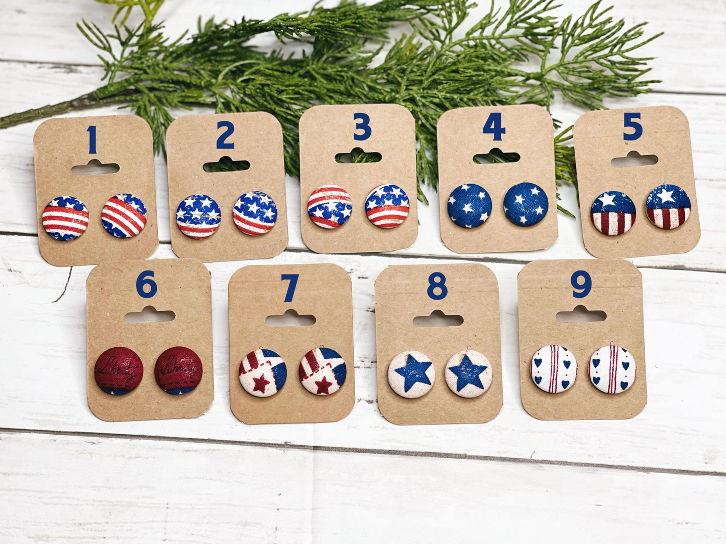 4th of July - Button Earrings
