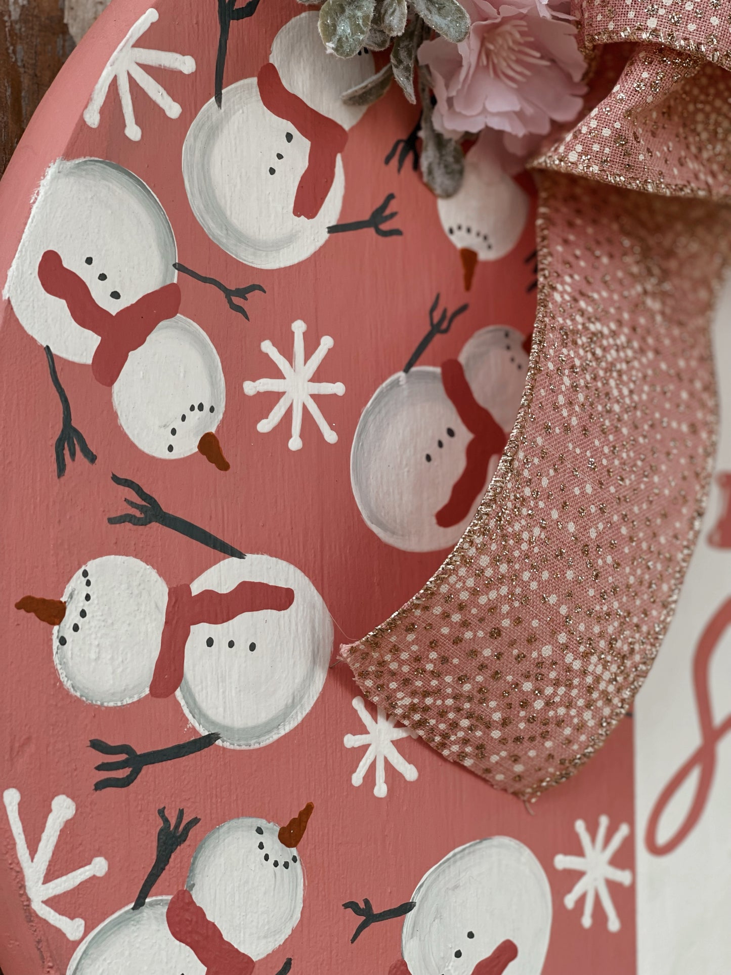 Pastel Pink Let it Snow - Circle Door Hanger (PRE-ORDER)