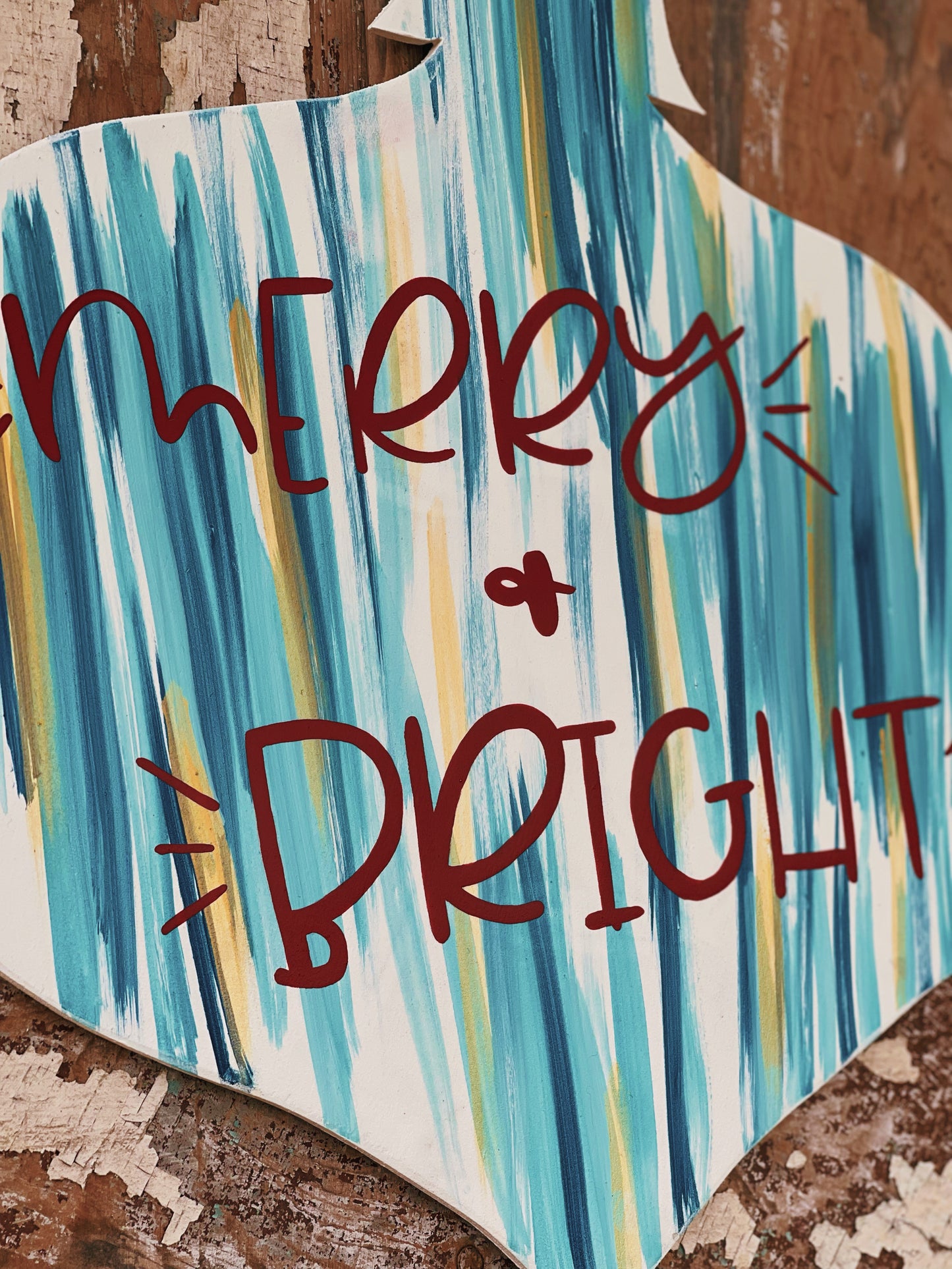 Merry and Bright Blue Ornament - Cut Out Door Hanger