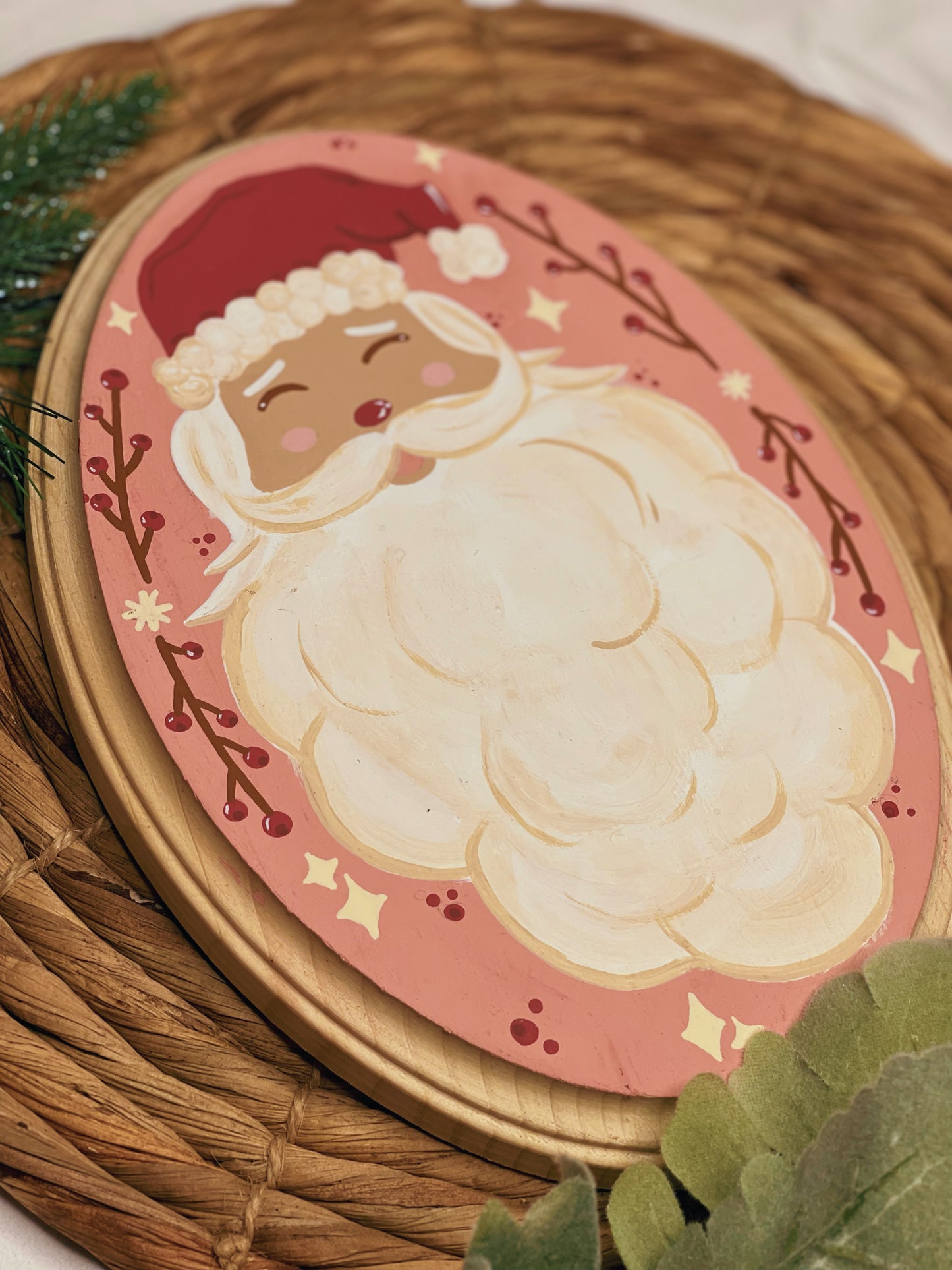 Pastel Santa - Handpainted Plaque (PRE-ORDER)
