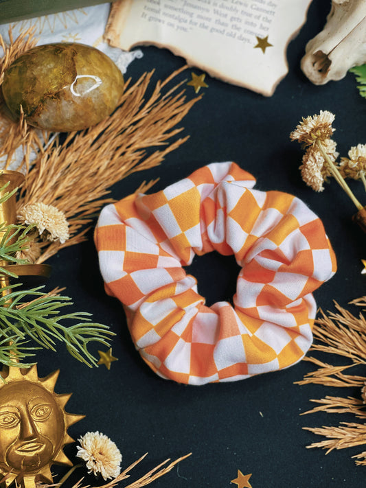 Orange Checkerboard - Scrunchie