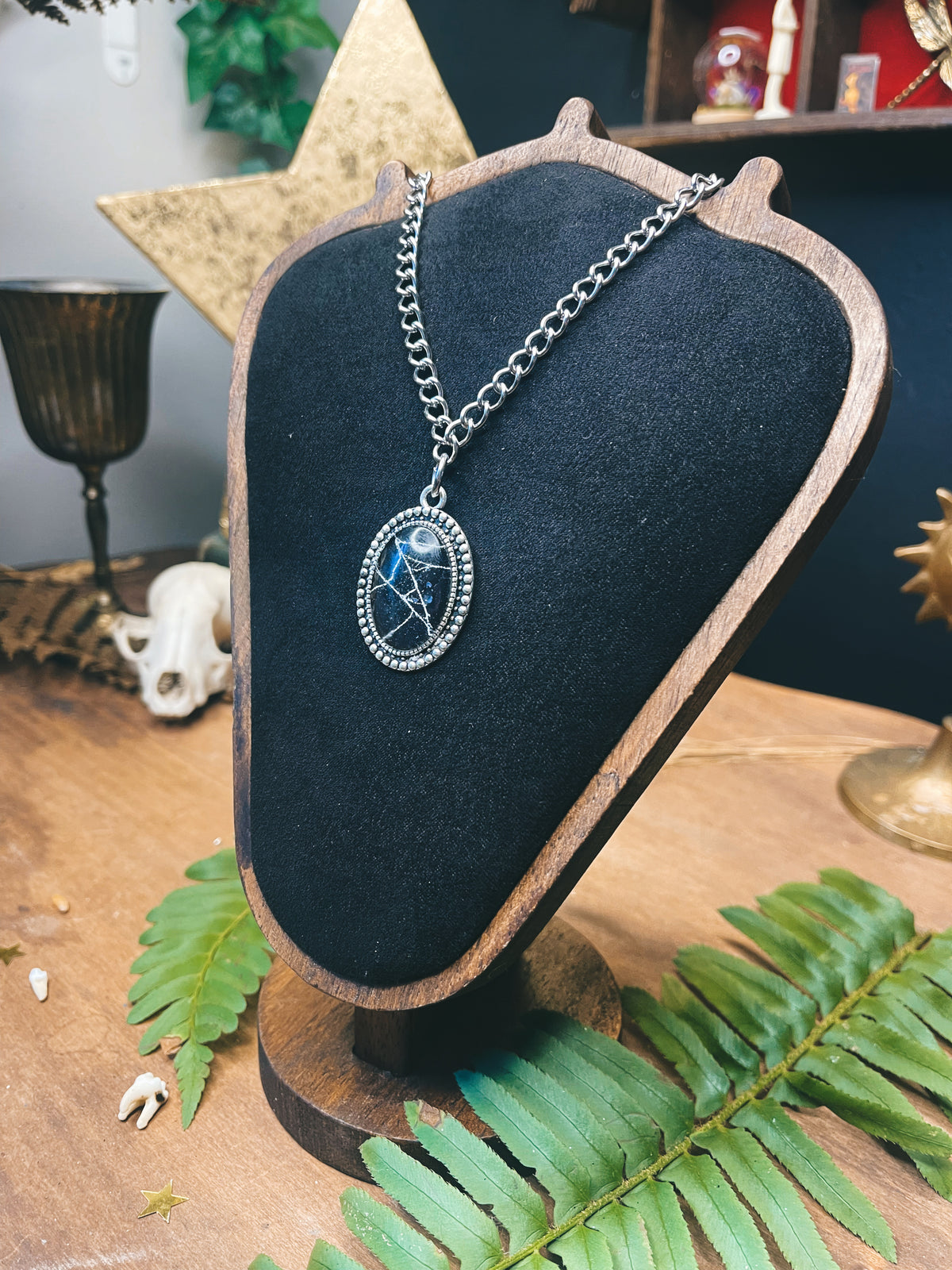Preserved Spiderweb - Silver - Oddity Necklace