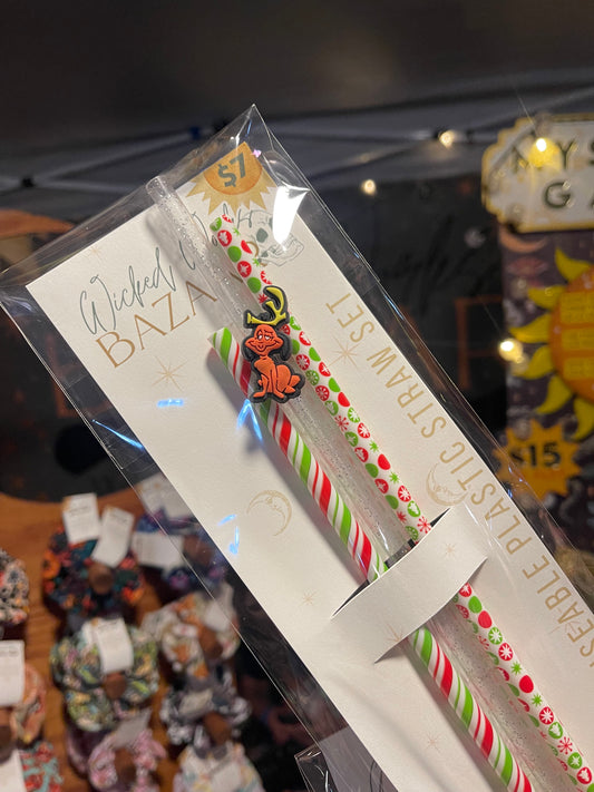 Christmas Dog - Straw + Topper Set