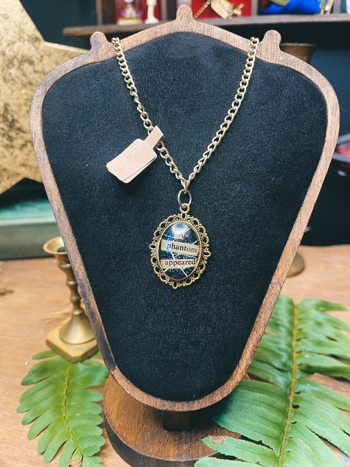 A Phantom Appeared Preserved Spiderweb - Gold - Oddity Necklace