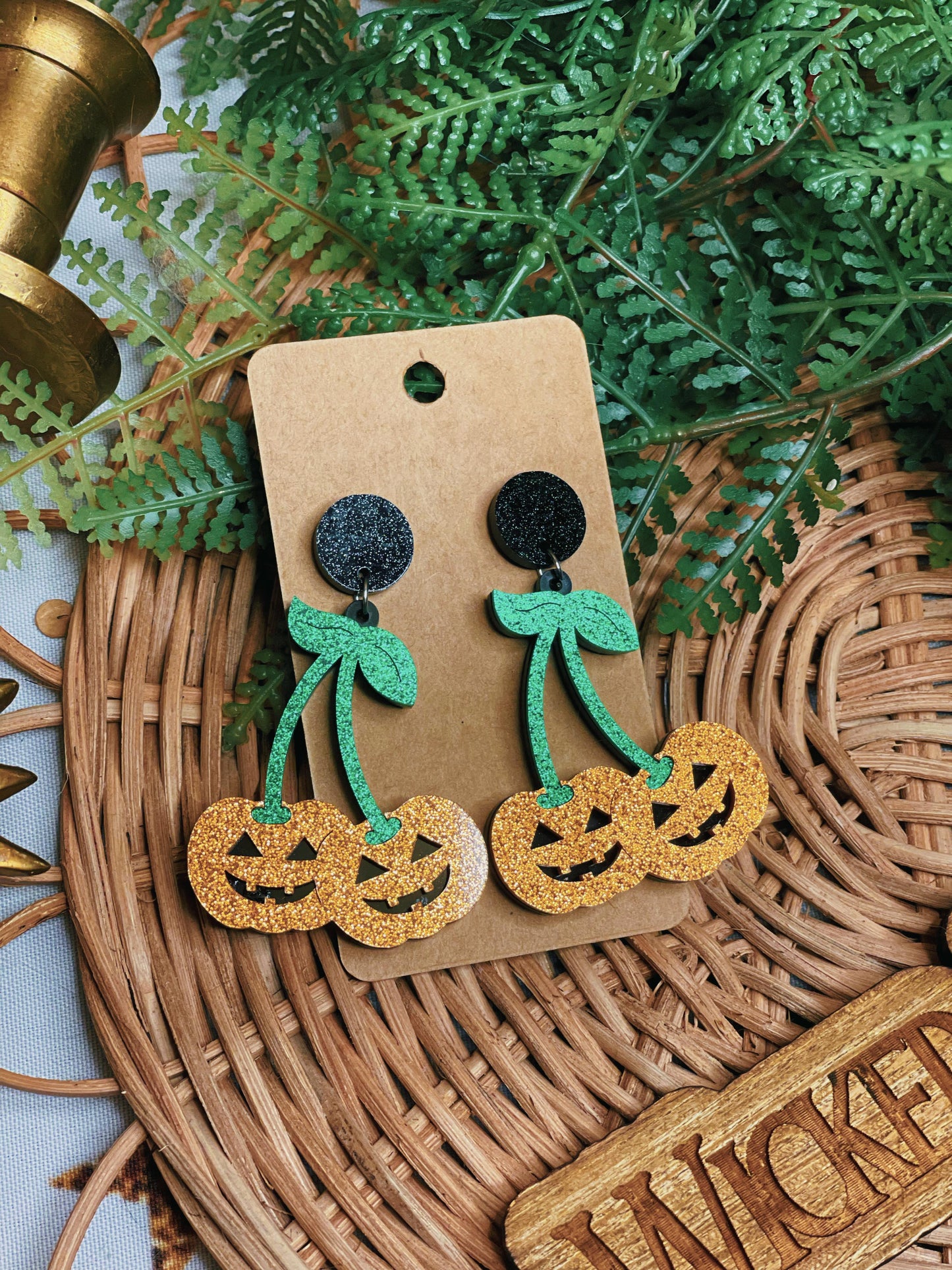 Pumpkin Cherries - Dangle Earrings