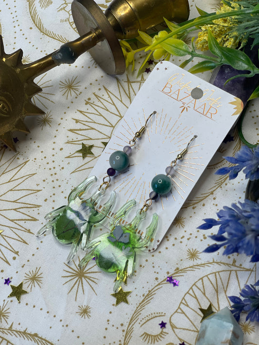 The Beetle - Resin Dangle Earrings