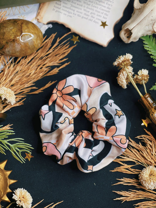 Black Stripe Floral - Scrunchie