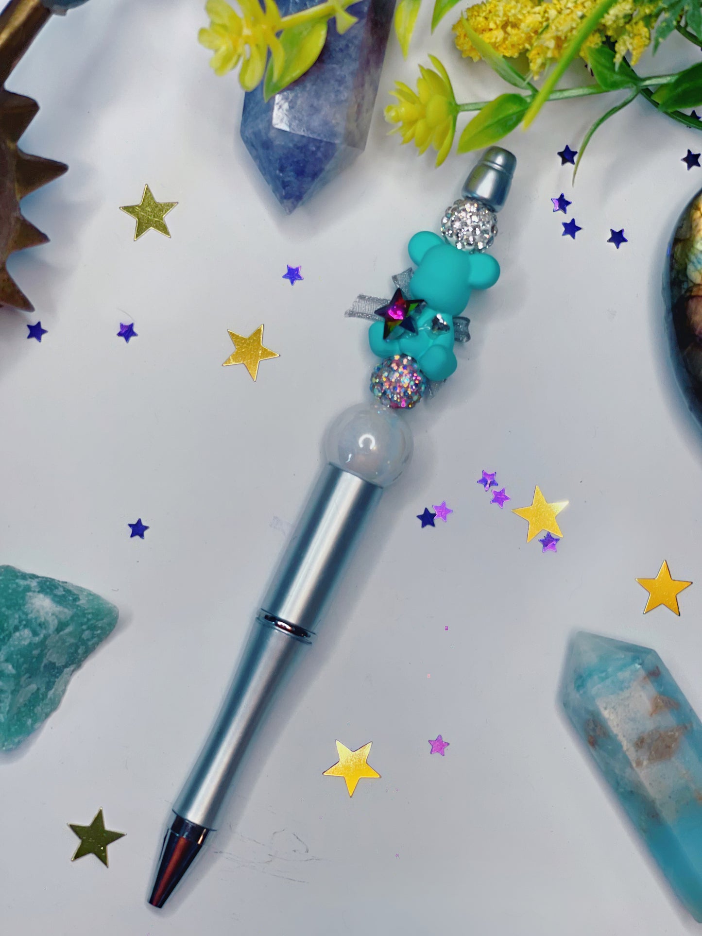 Teal Bear - Momma's Beaded Pen