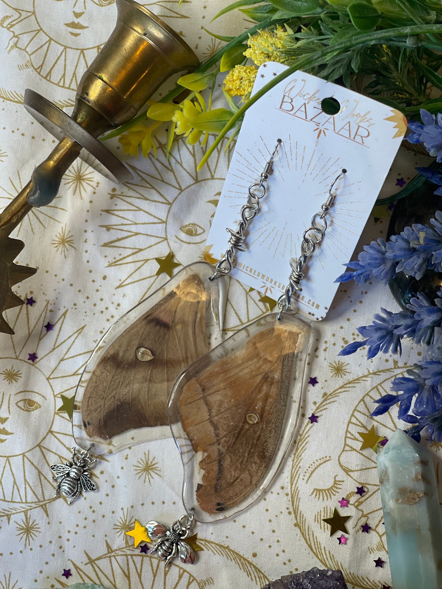 Polyphemus Moth - Oddity Dangle Earrings