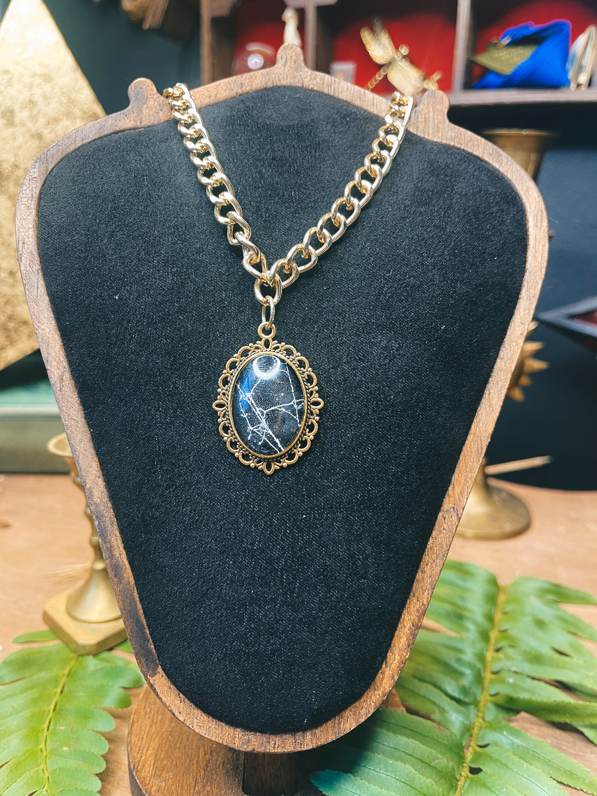Preserved Spiderweb - Thick Gold - Oddity Necklace