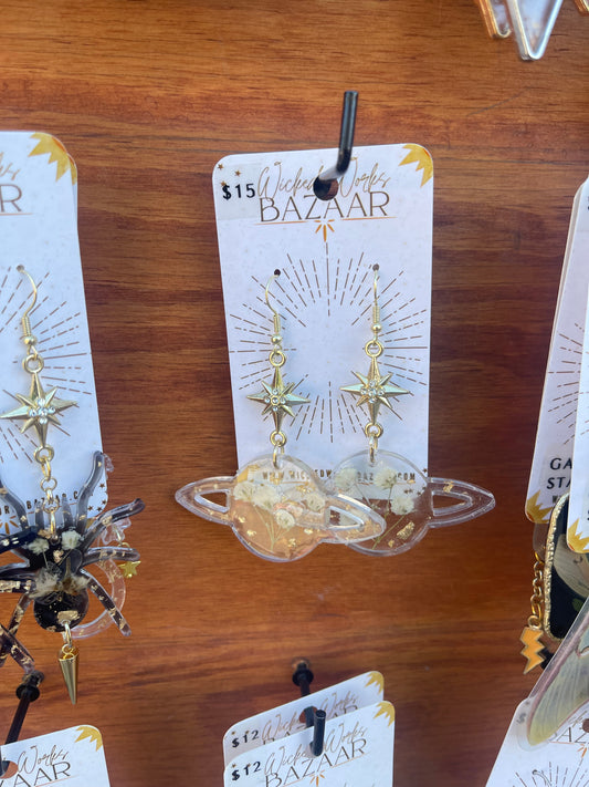 Saturn - Resin Dangle Earrings