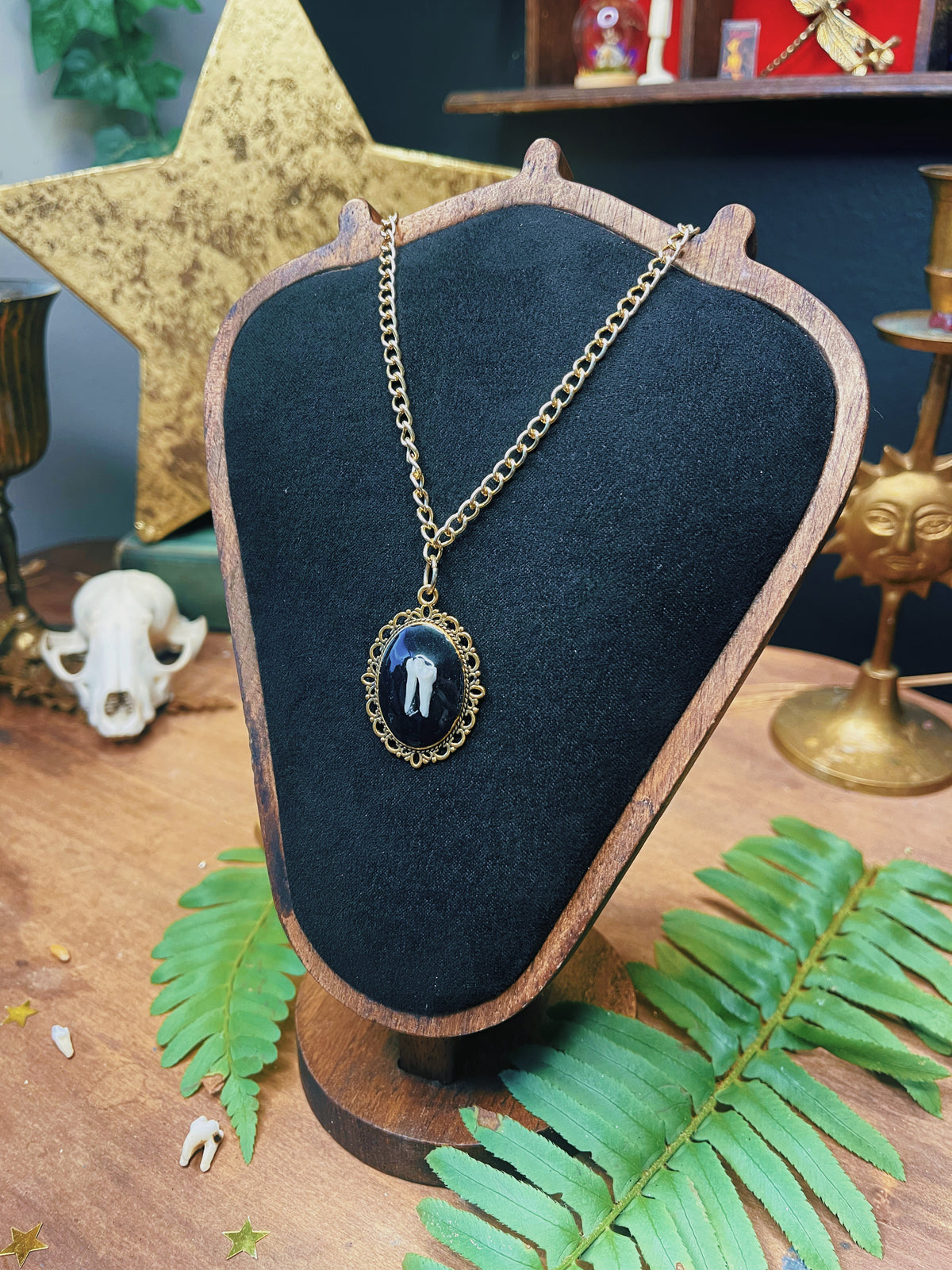 Preserved Spiderweb - Gold - Oddity Necklace