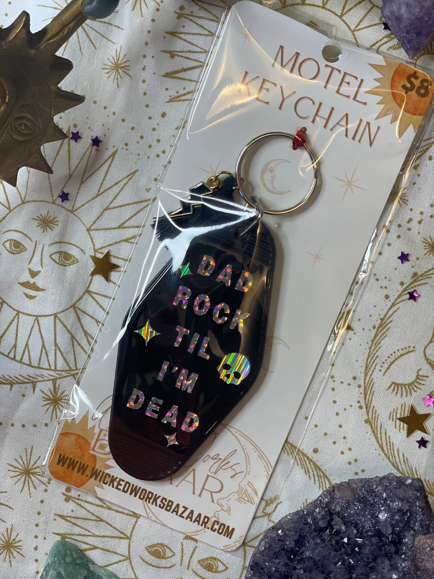 Dad Rock Til I'm Dead - Motel Keychain