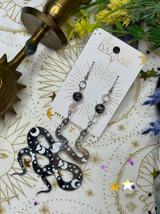 Black Snakes - Dangle Earrings