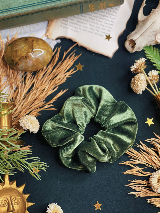 Dusty Green Velvet - Scrunchie