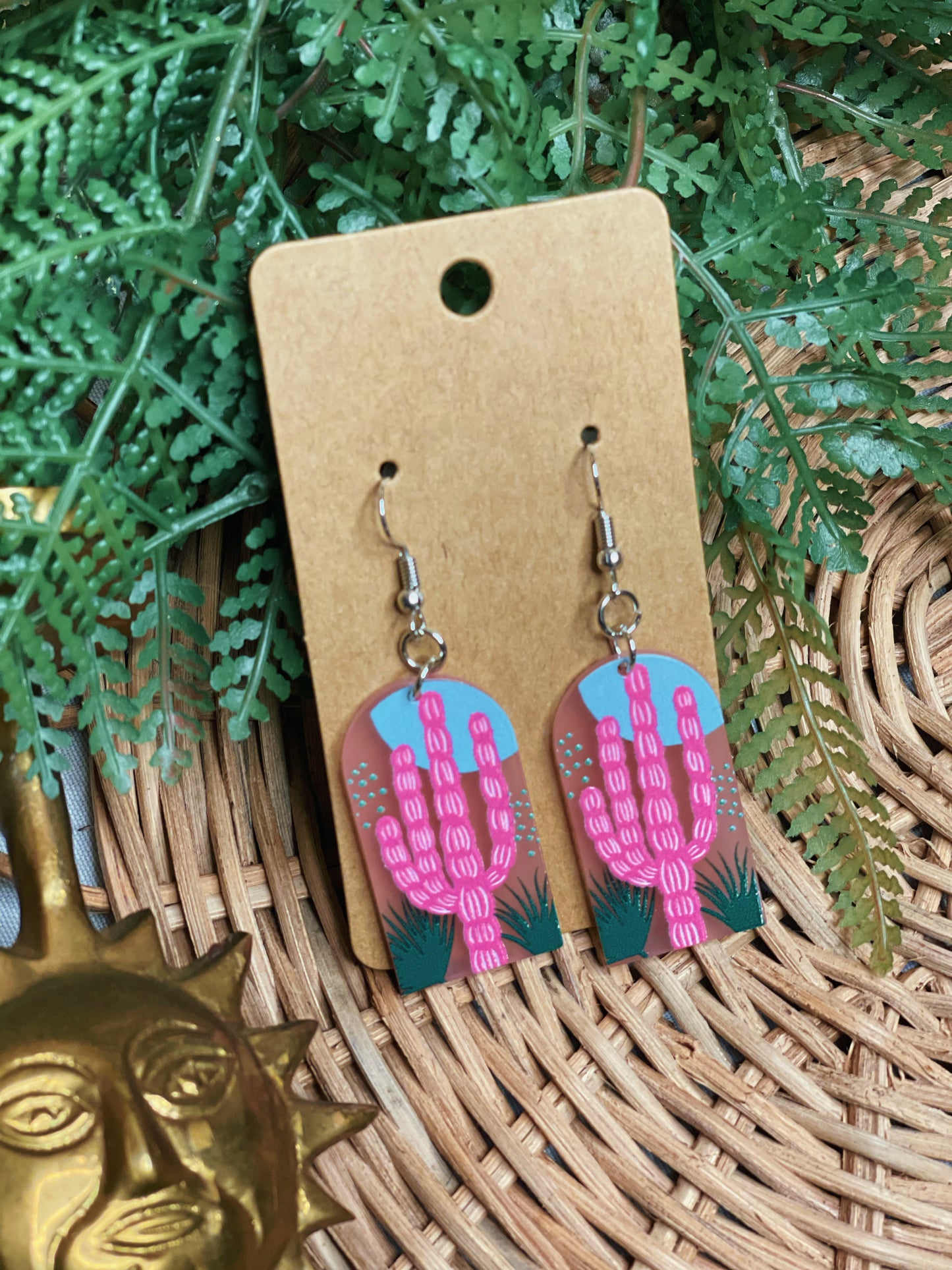 Pink Cactus - Dangle Earrings