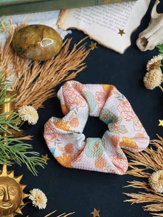 Yellow and Blue Flowers - Scrunchie