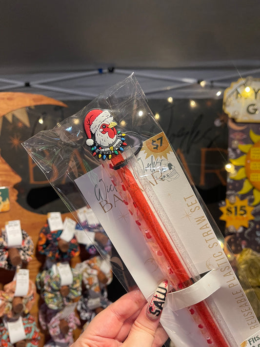 Christmas Chicken  - 40 oz Straw + Topper Set