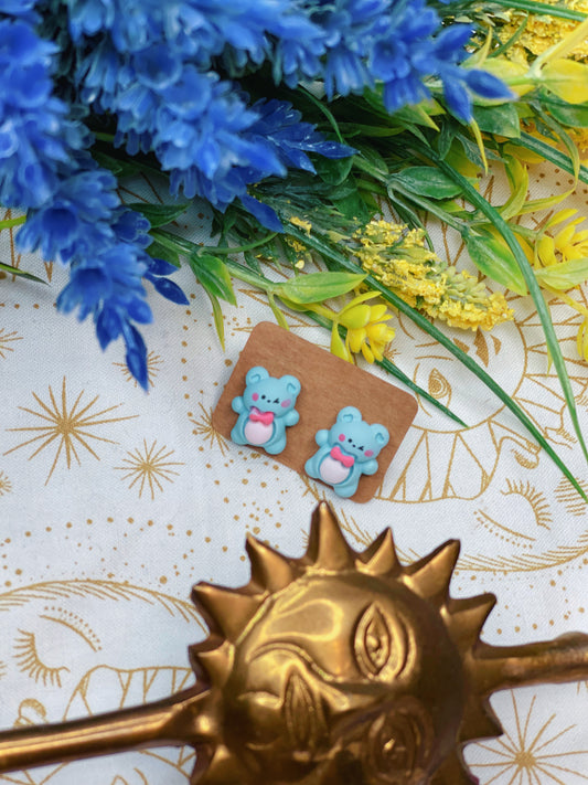 Blue Bear - Stud Earrings