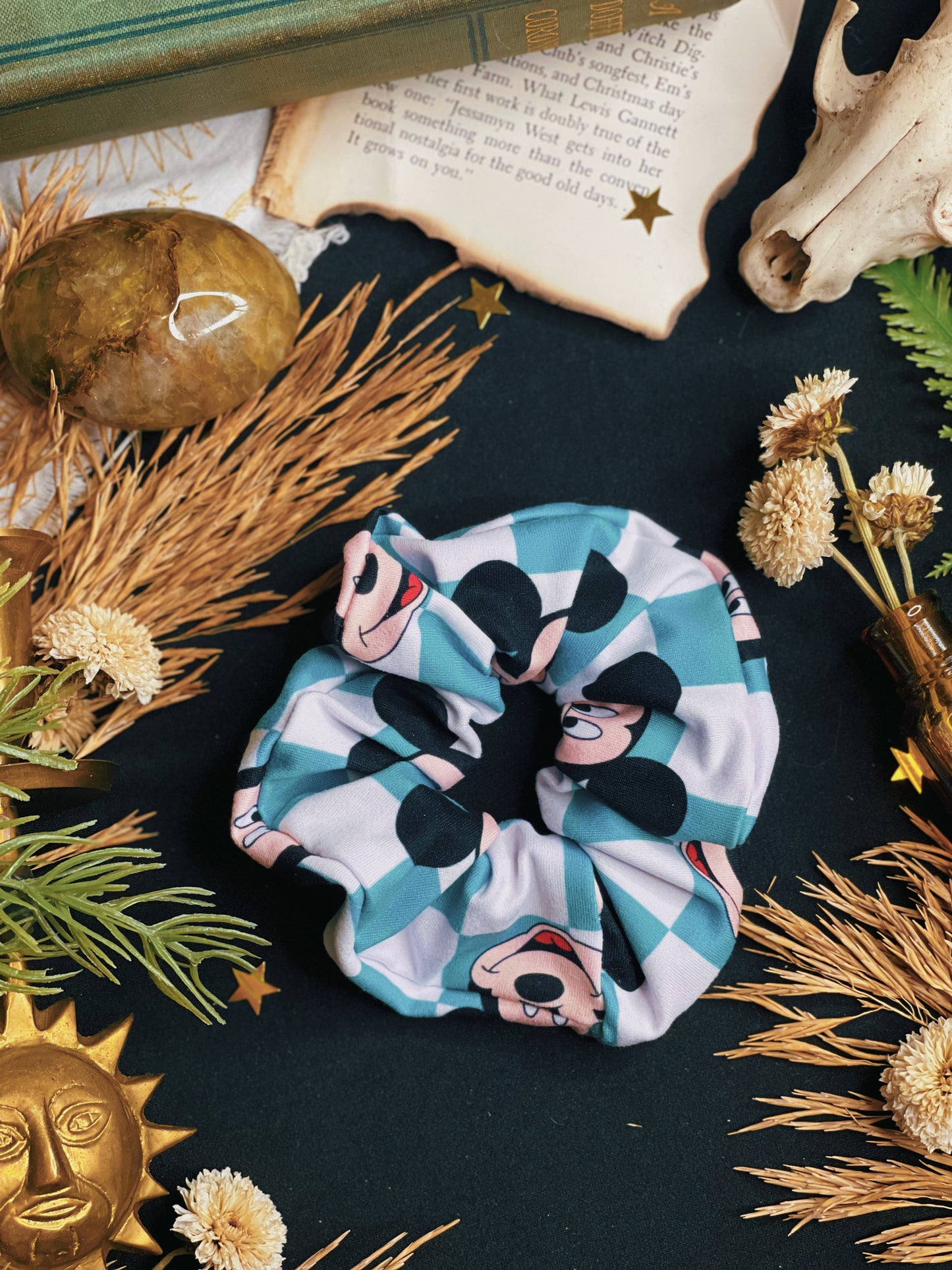 Blue Mouse Checkerboard - Scrunchie