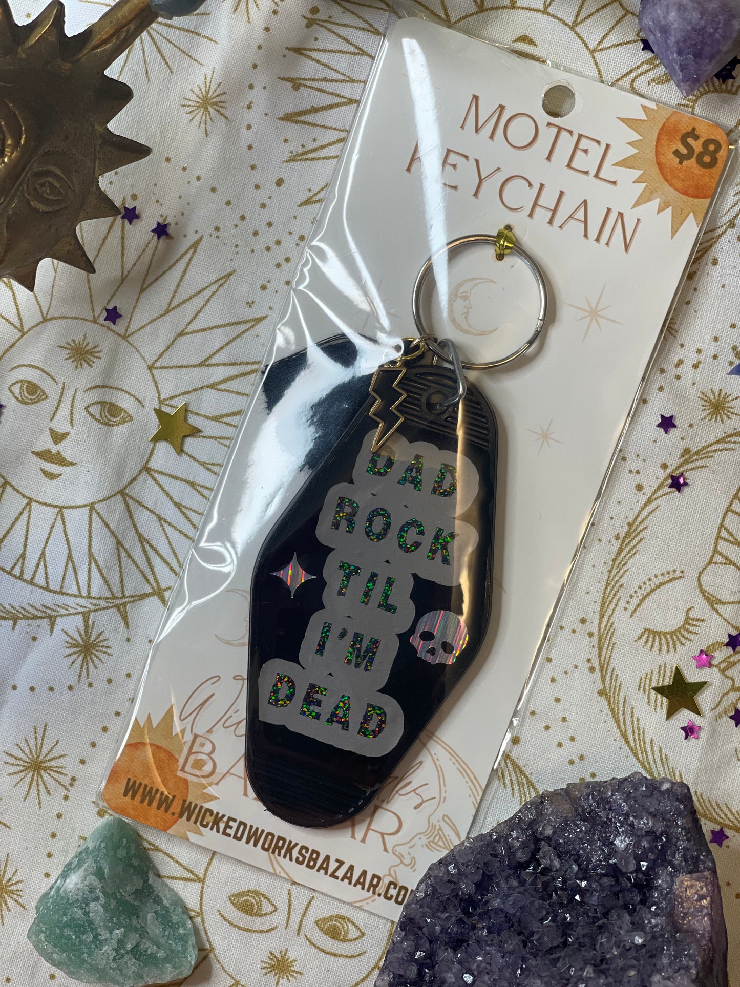 Dad Rock Til I'm Dead (Silver)- Motel Keychain