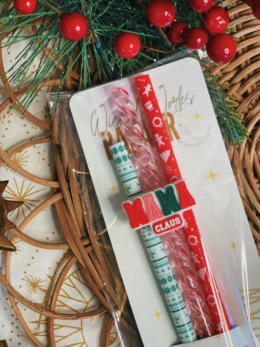 Mama Claus - Straw + Topper Set