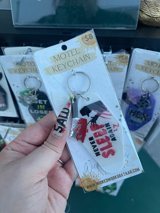 Never Sleep Again - Motel Keychain