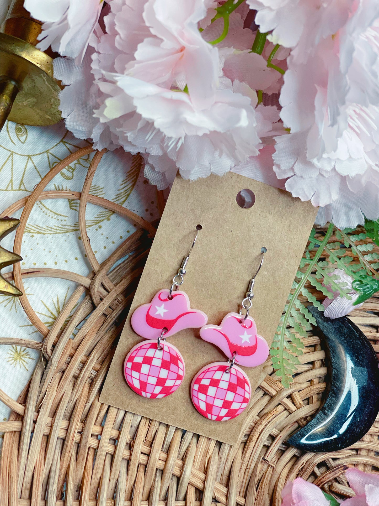 Pink Disco Cowgirl - Dangle Earrings