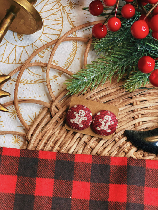 Maroon Gingerbread - Button Earrings