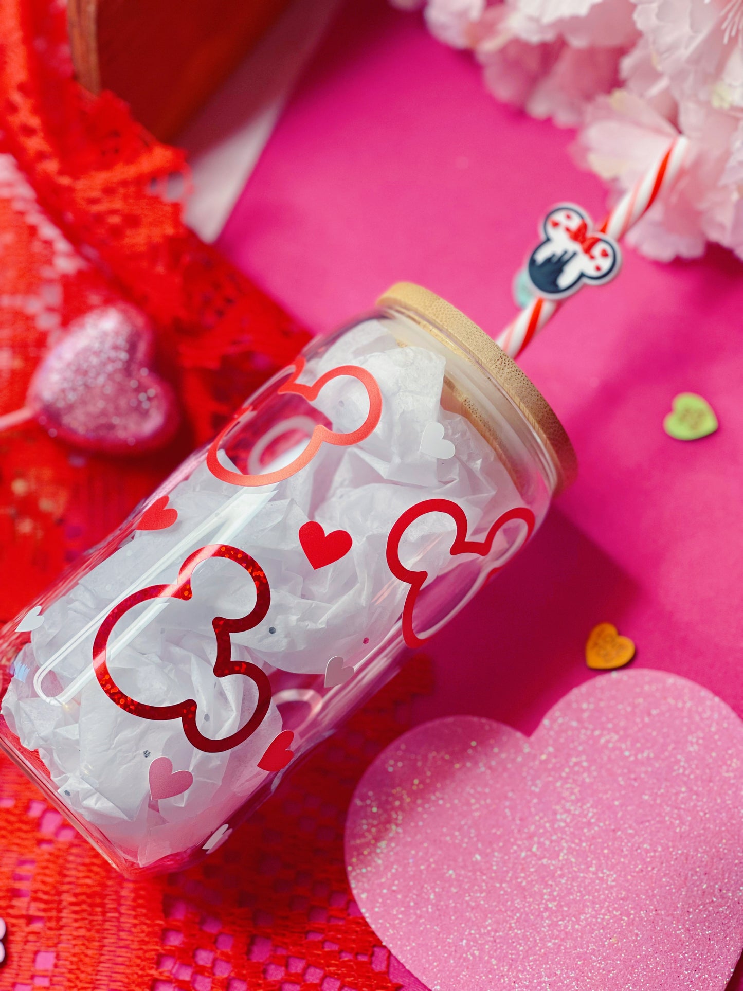 Valentines Mouse - 16 oz Glass Cup (PRE-ORDER)