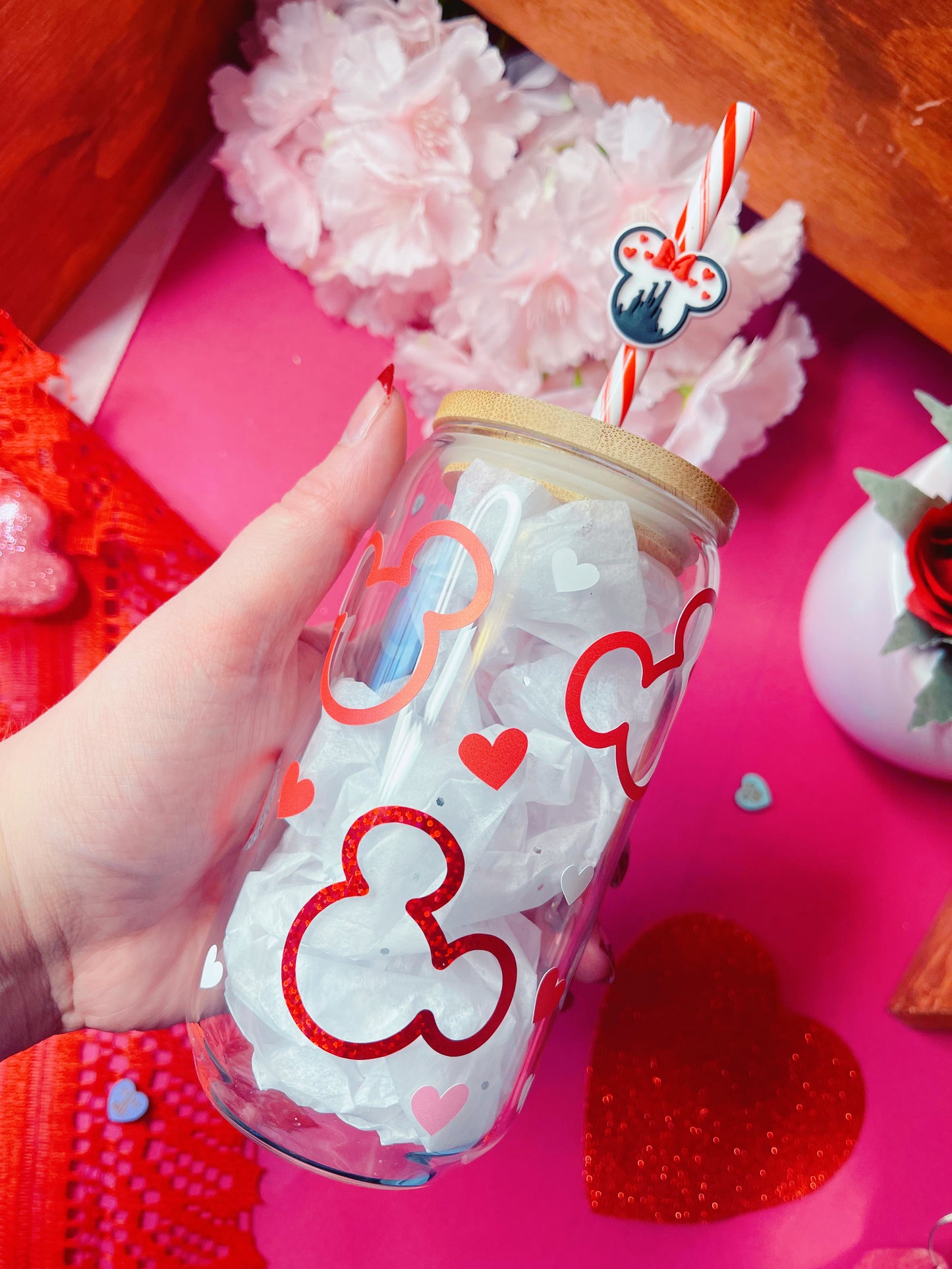 Valentines Mouse - 16 oz Glass Cup (PRE-ORDER)