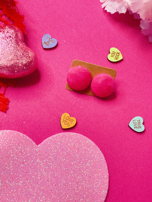 Pink Watercolor - Button Earrings