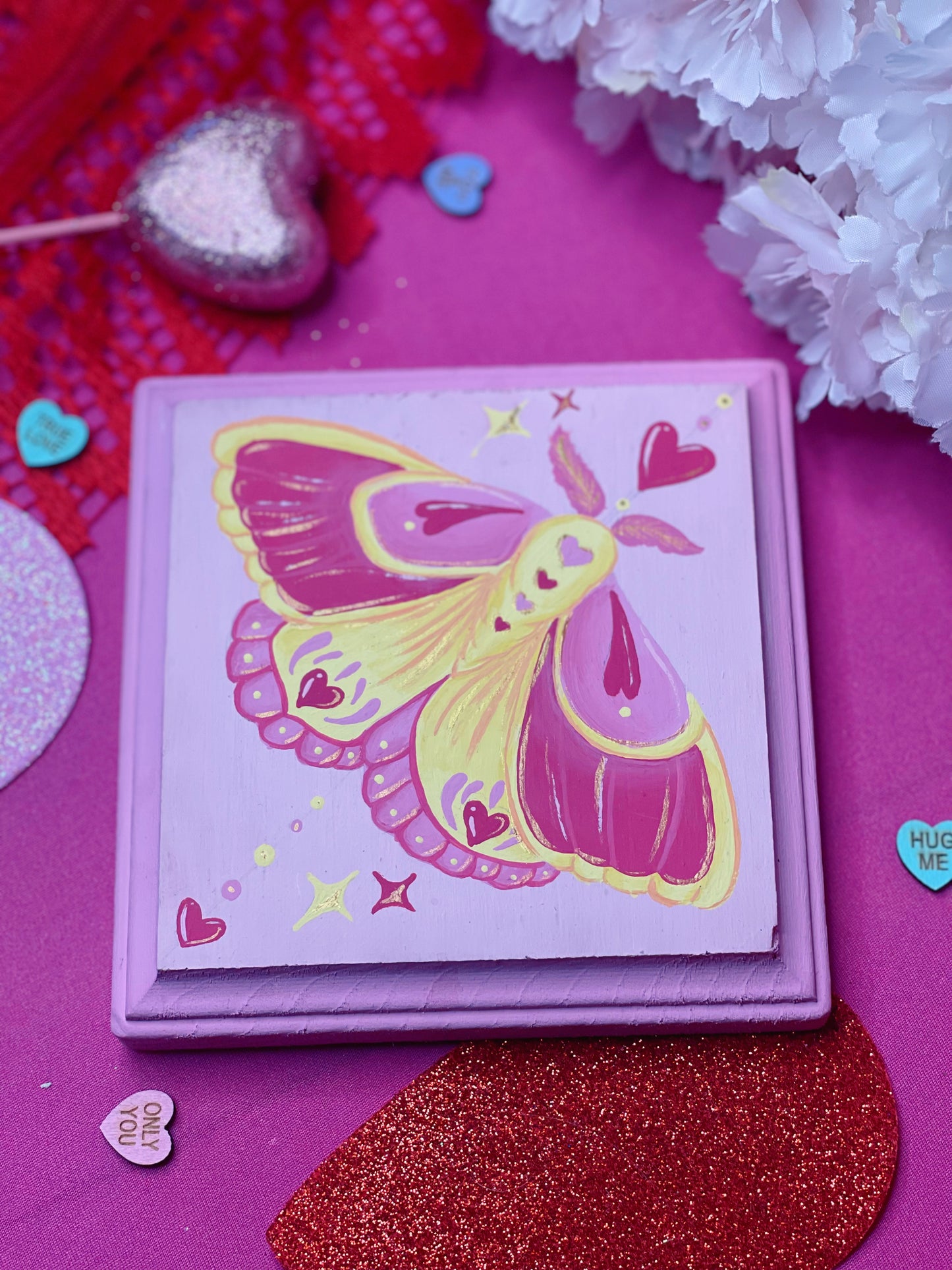 Love Moth - Handpainted Plaque (PRE-ORDER)