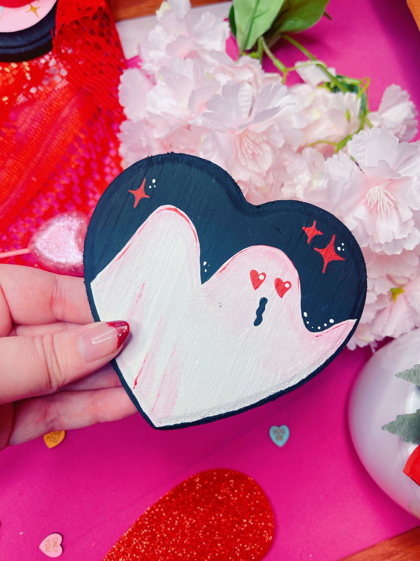 Ghost Heart - Handpainted Plaque