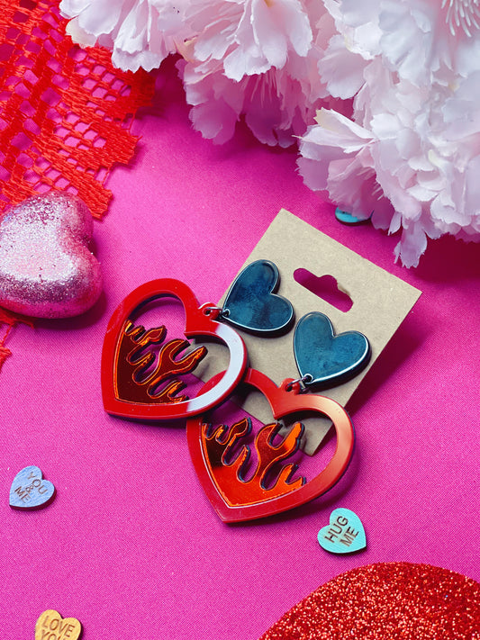 Heart on Fire - Dangle Earrings