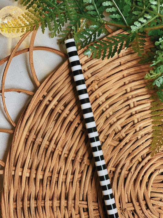 Black and White Stripe - Straw