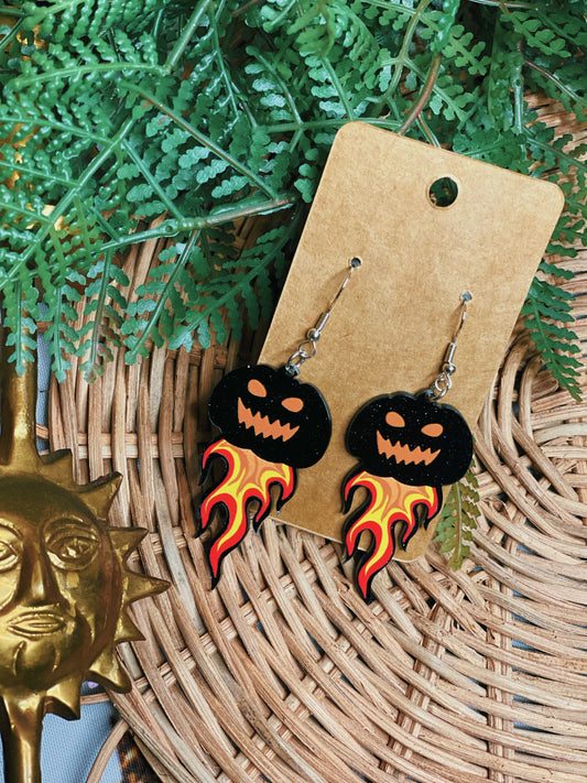 Flame Pumpkins - Dangle Earrings