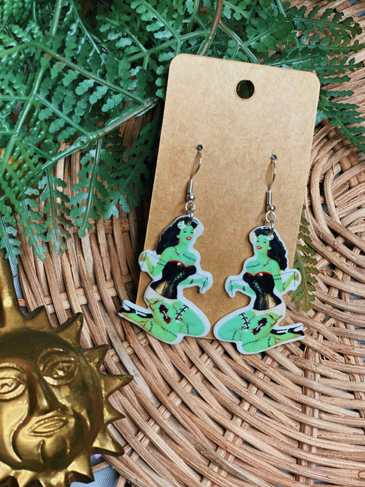 Frankenstein Pin Up - Dangle Earrings