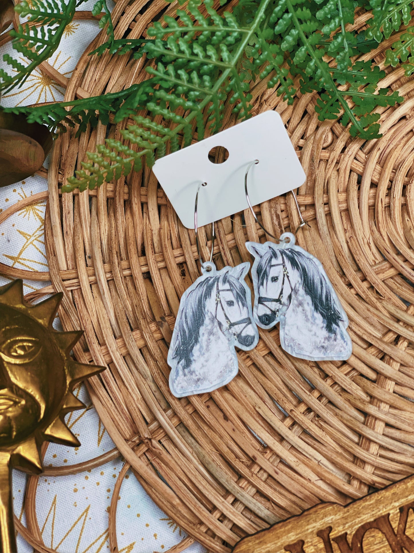 White Horse - Dangle Earrings