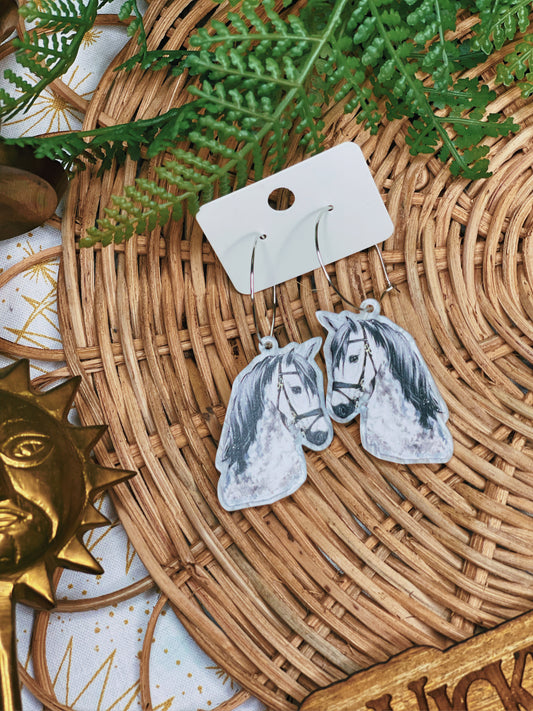 White Horse - Dangle Earrings