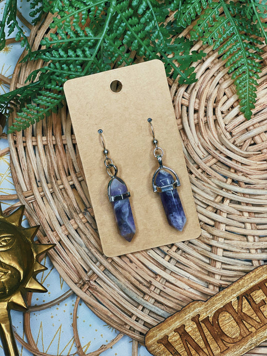 Amethyst Gem - Dangle Earrings