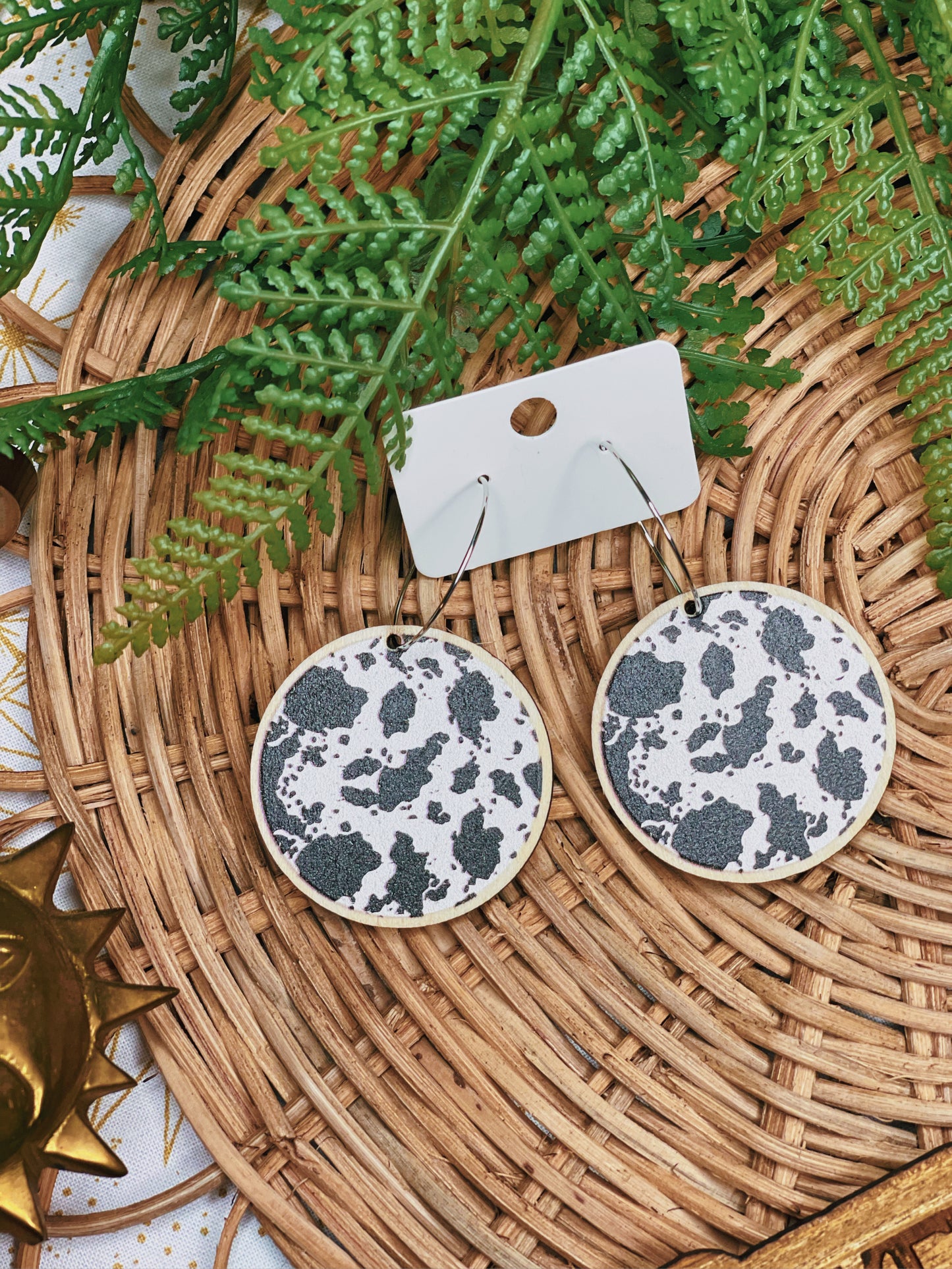 Cowprint Circle - Dangle Earrings