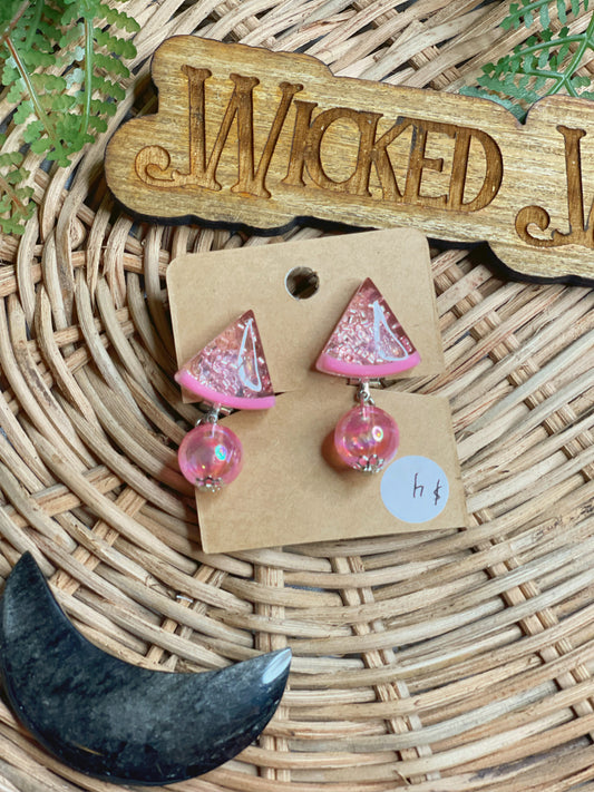 Glitter Watermelon - Clip On Earrings