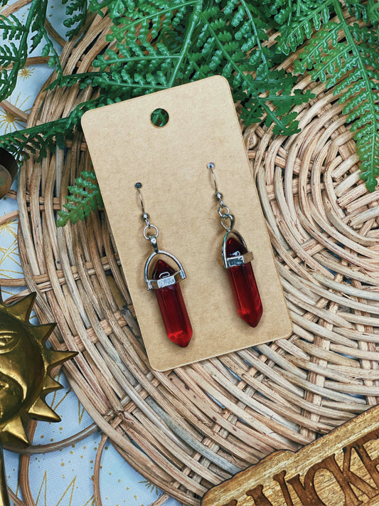 Red Gem - Dangle Earrings