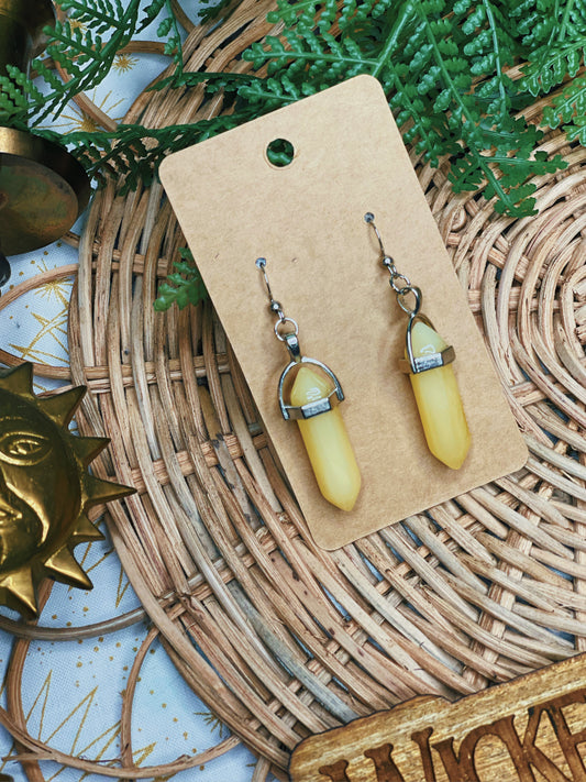 Light Yellow Gem - Dangle Earrings