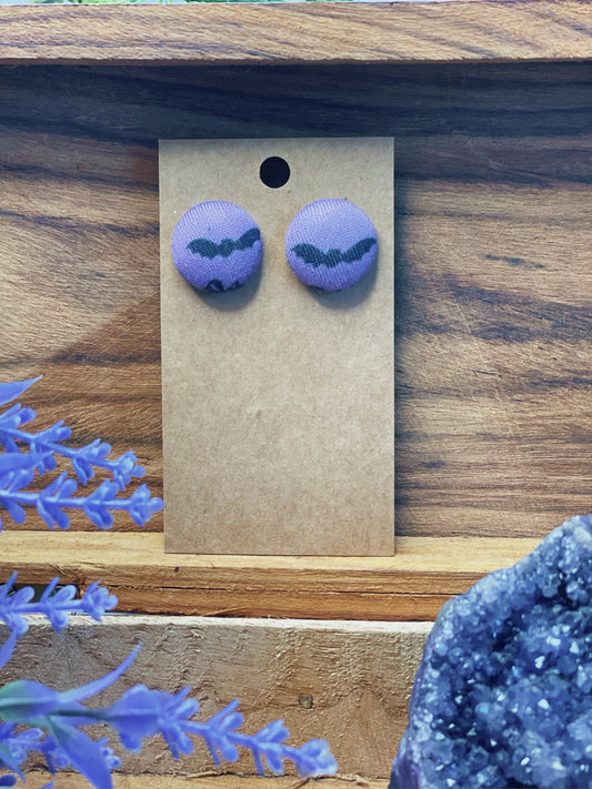 Purple Bat - Button Earrings